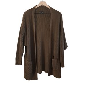 3/$15 Express Cable Knit Cardigan Open Front Sweater Forrest Green